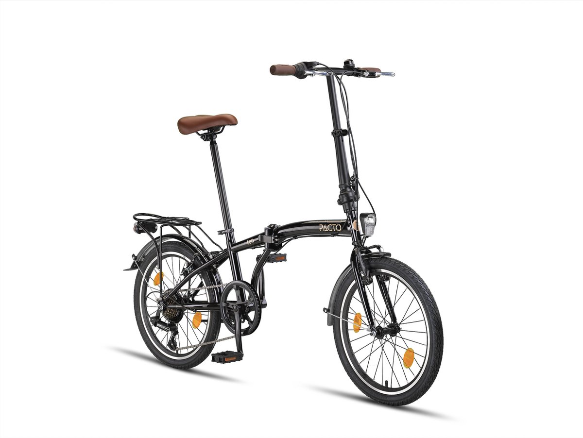 pacto ten folding bike black gold 6v vouwfiets shimano 20 inch