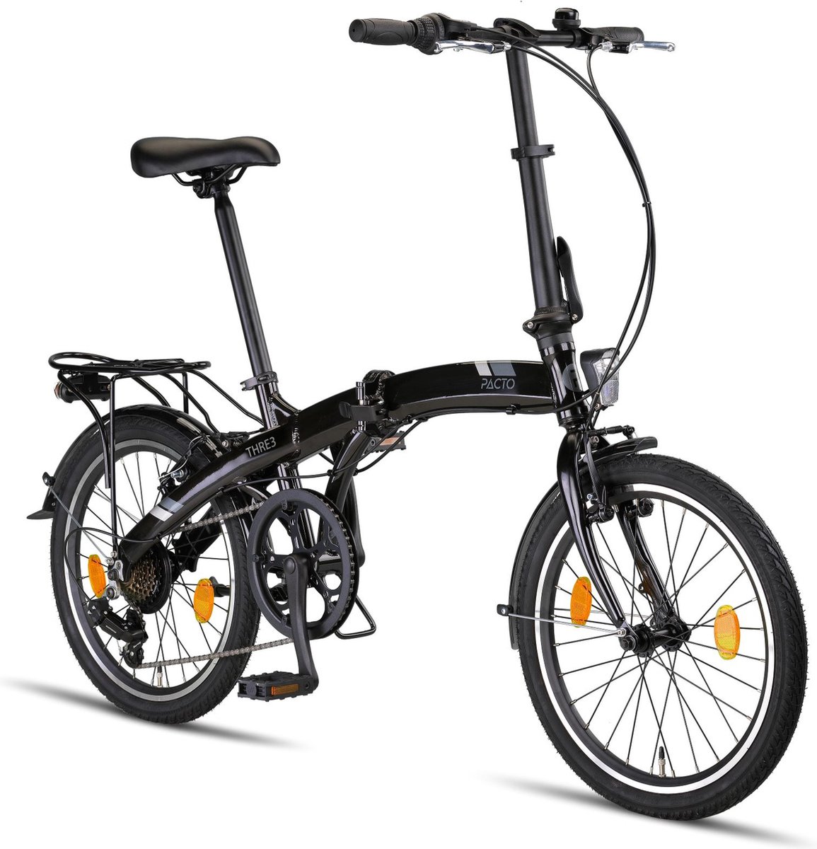 PACTO THREE FOLDING BIKE 6v ZWART VOUWFIETS PLOOIFIETS ALUMINIUM SHIMANO 20 inch Fiets kopen online