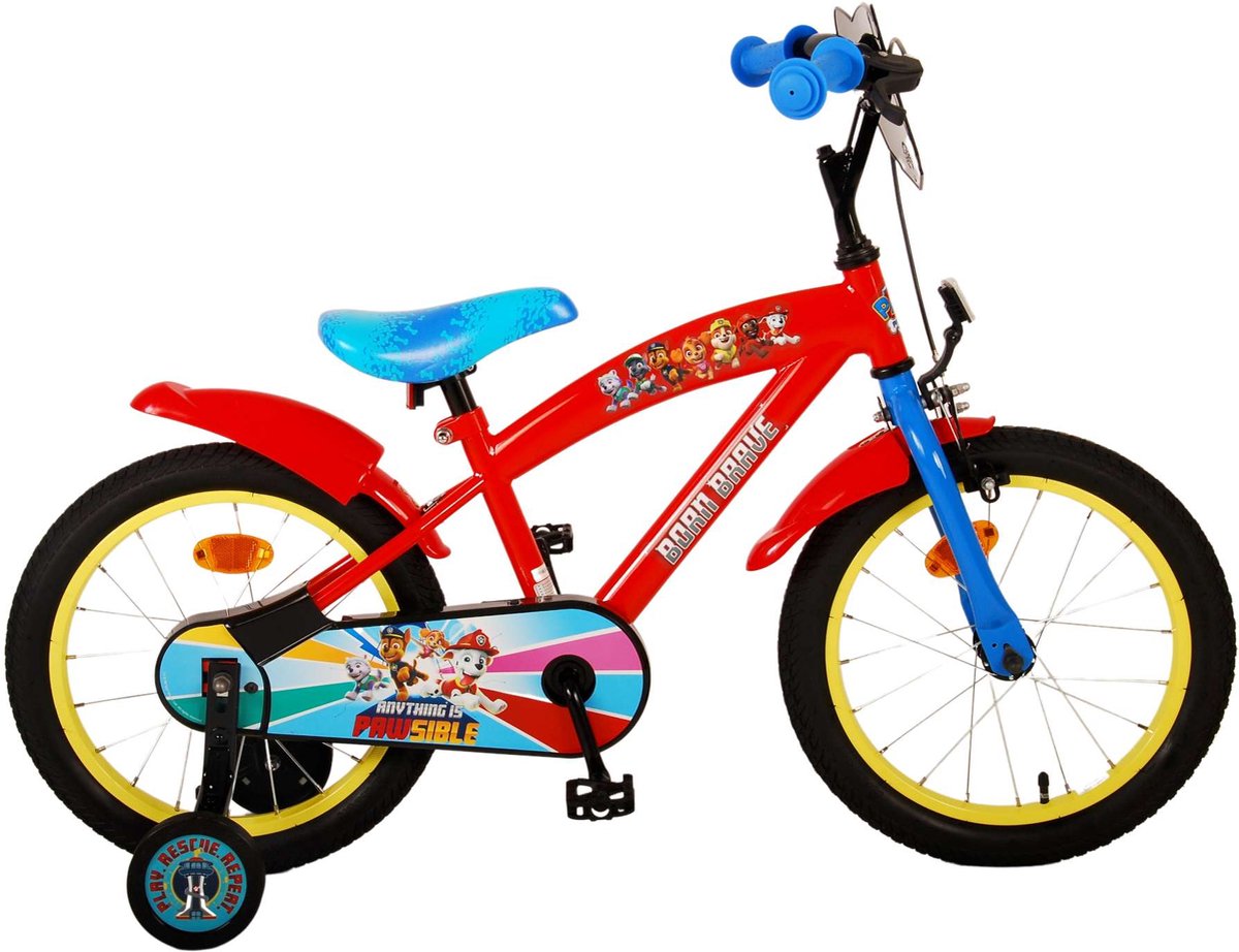 Paw Patrol Kinderfiets - Jongens - 16 inch - Rood Blauw Kinderfiets kopen online