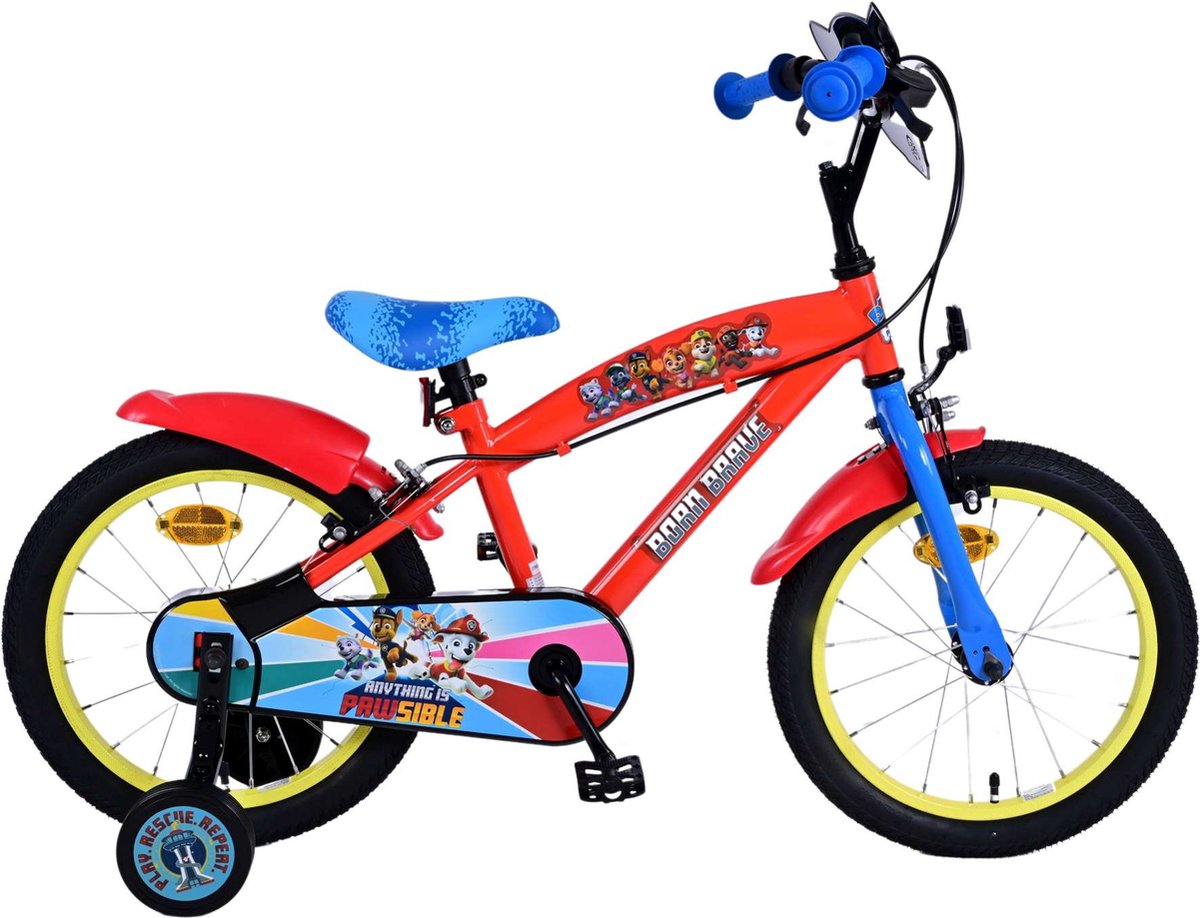 paw patrol kinderfiets jongens 16 inch rood twee handremmen