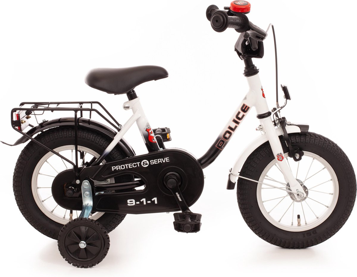 Police kinderfiets 12,5 inch zwart/wit Kinderfiets kopen online