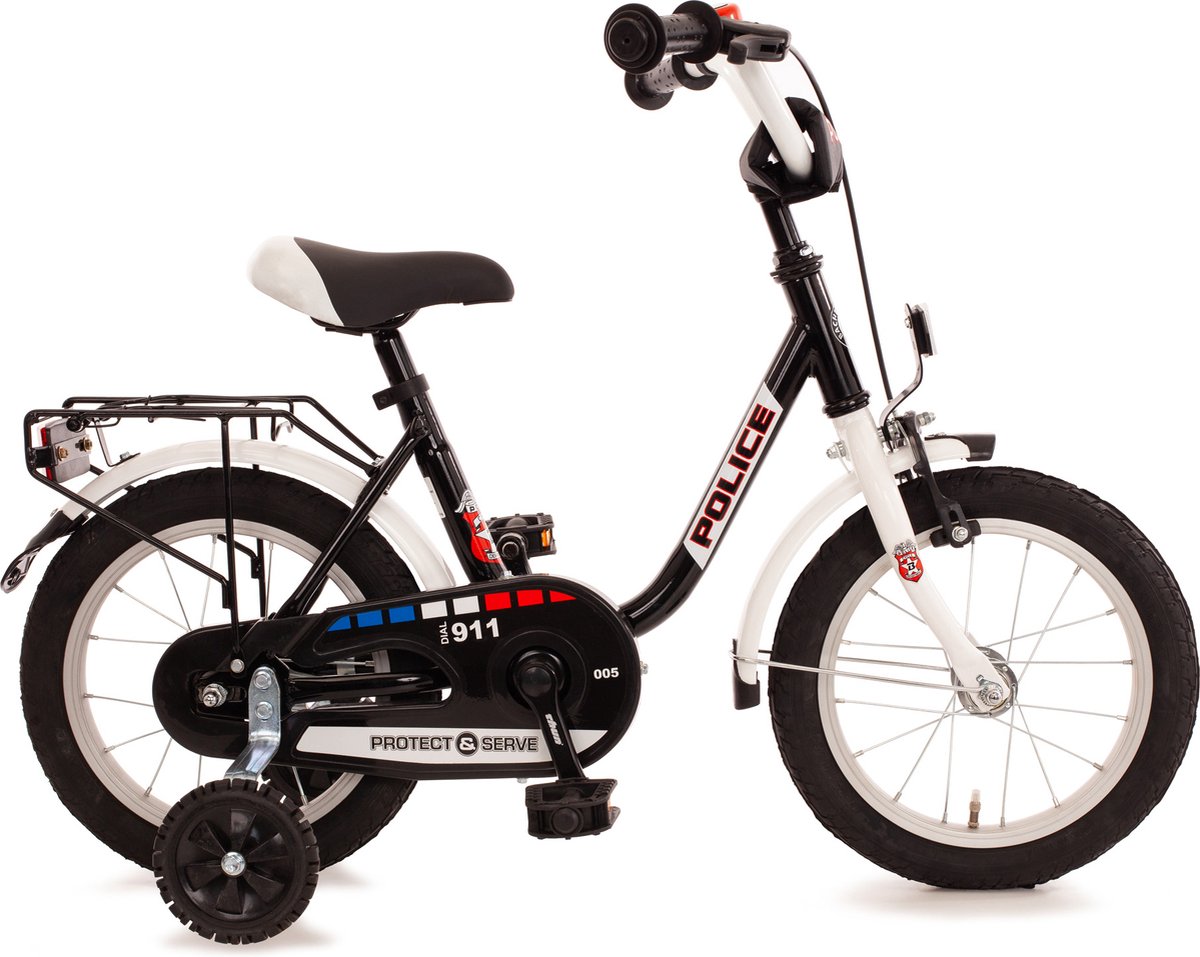 Police kinderfiets 14 inch zwart/wit Kinderfiets kopen online
