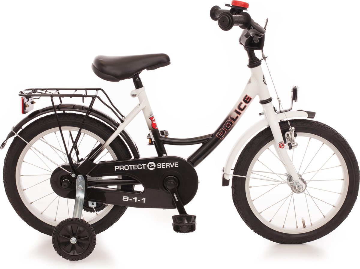 Police kinderfiets 16 inch zwart/wit Kinderfiets kopen online