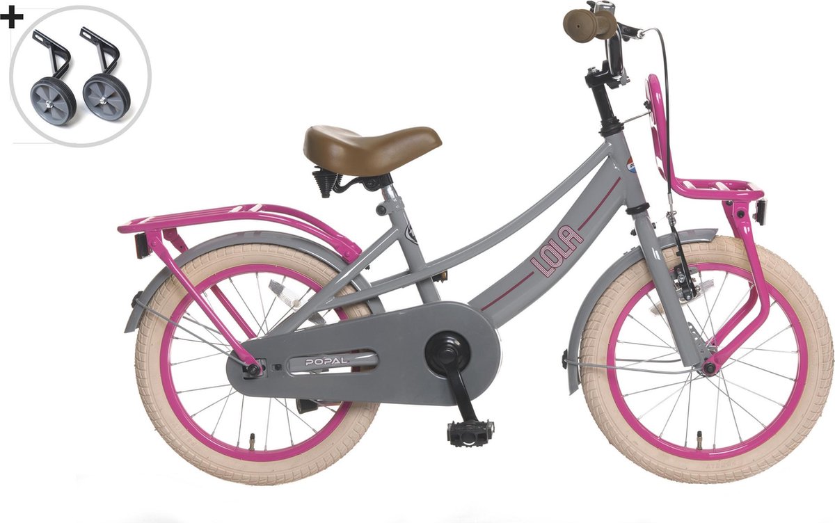 Popal Lola - 1659 GrijsRoze - Kinderfiets - Meisjesfiets - 16 inch Kinderfiets kopen online