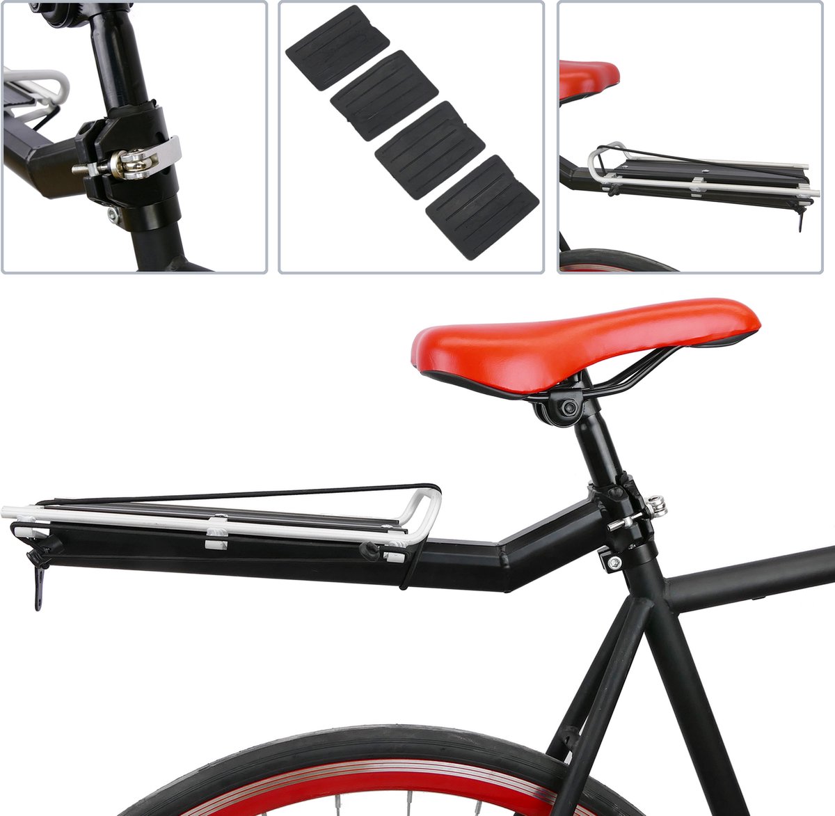 primematik metalen bagagerek achter voor fietsbuisbevestiging 29x12cm