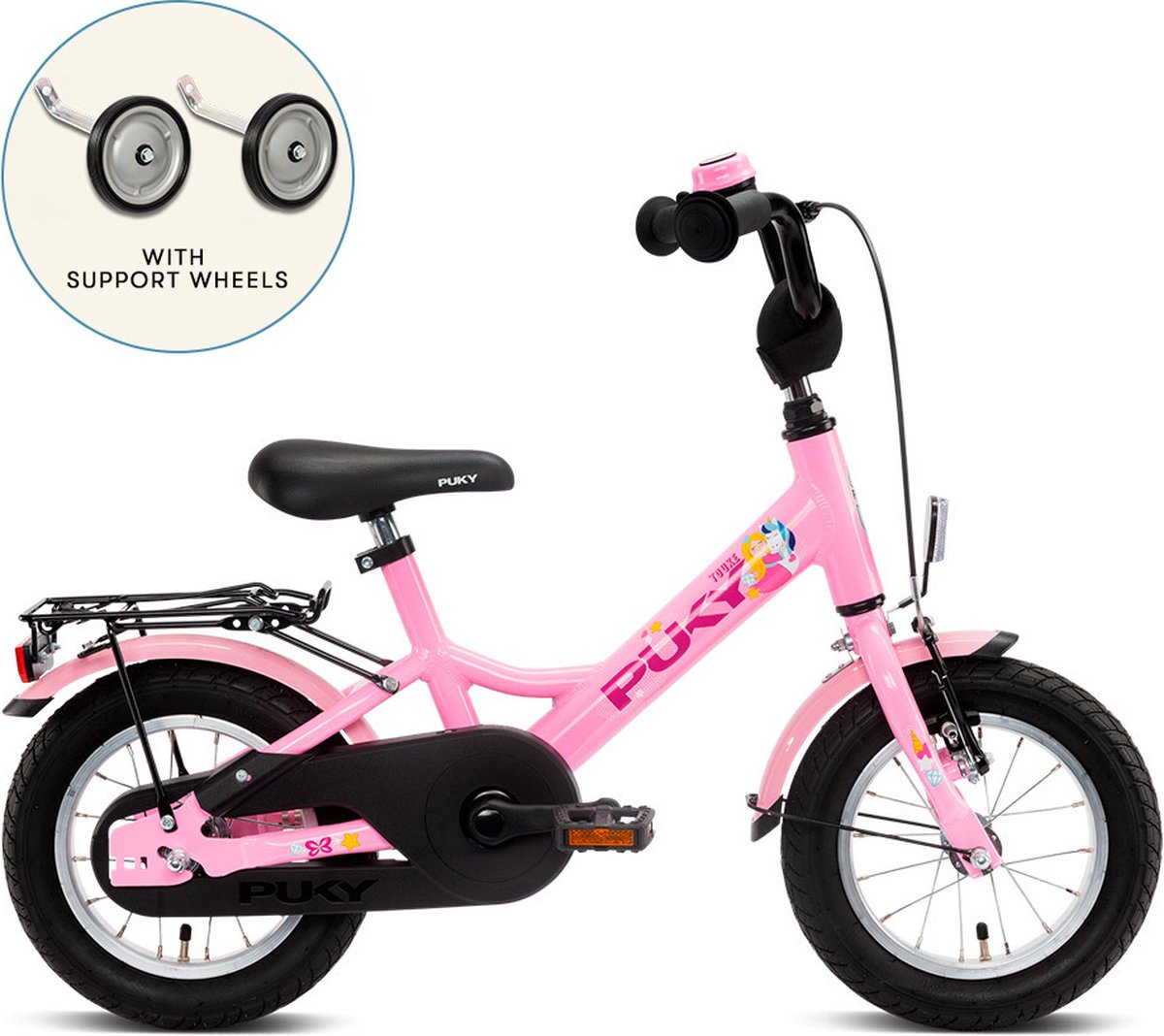 Puky Kinderfiets Vanaf 3 Jaar Youke 12 Roze - Inclusief Zijwielen Kinderfiets kopen online