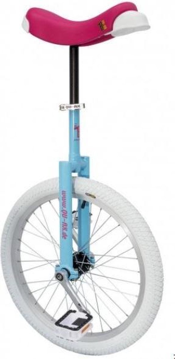 qu ax luxus 20 inch eenwieler blauw met roze zadel