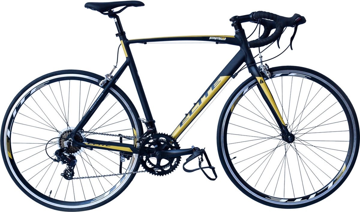 Racefiets Thunder - Met 14 versnellingen - 28 inch wielmaat - Herenfiets - Stadsfiets - Framemaat 59cm - Zwart/geel Fiets kopen online
