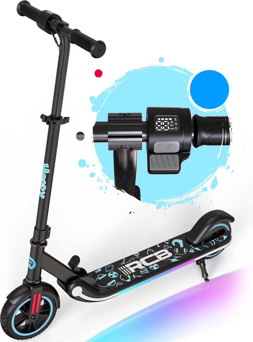 rcb elektrische step kinderen verlichting 16 km u max 50 kg bluetooth zwart