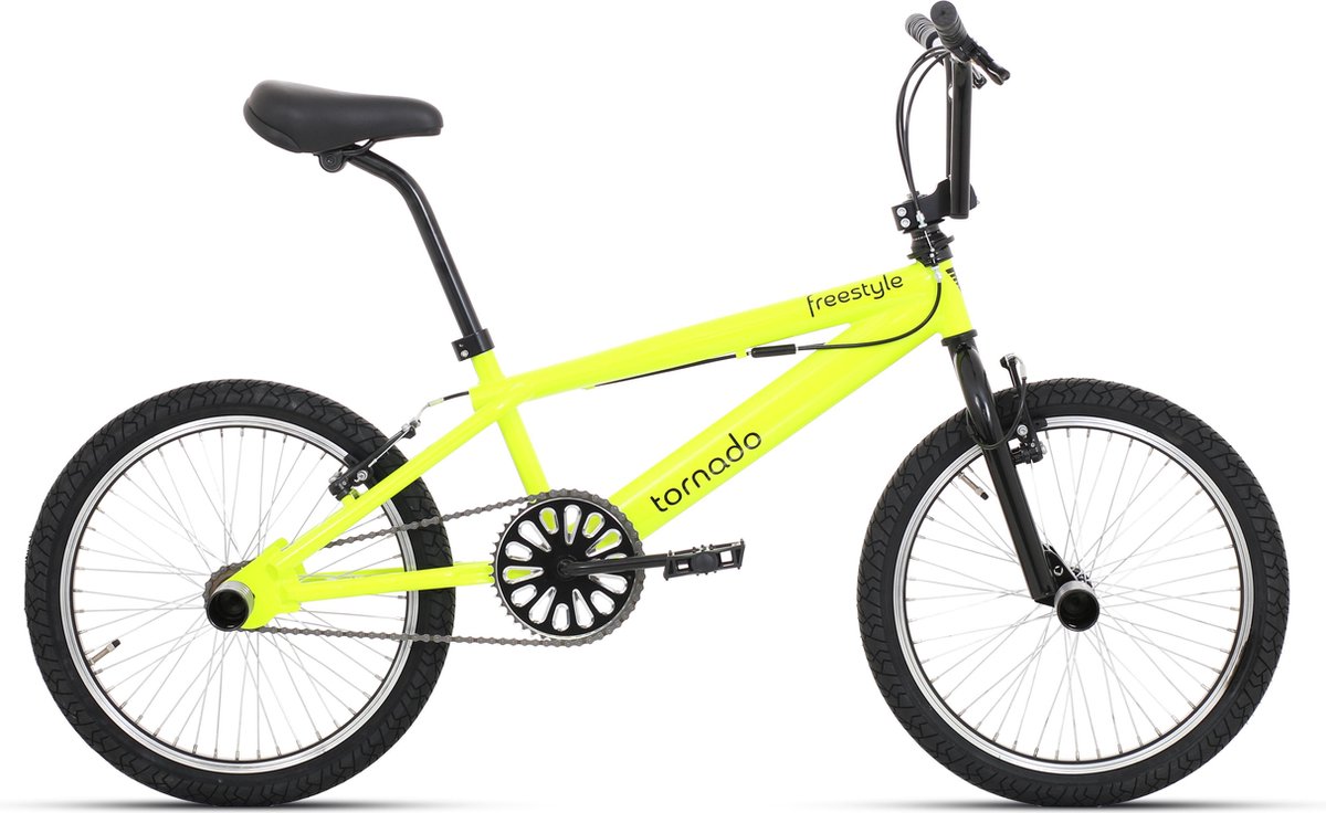 Royal Bugatti Freestyle BMX fiets - 20 inch -  neon Geel met zwarte banden Kinderfiets kopen online