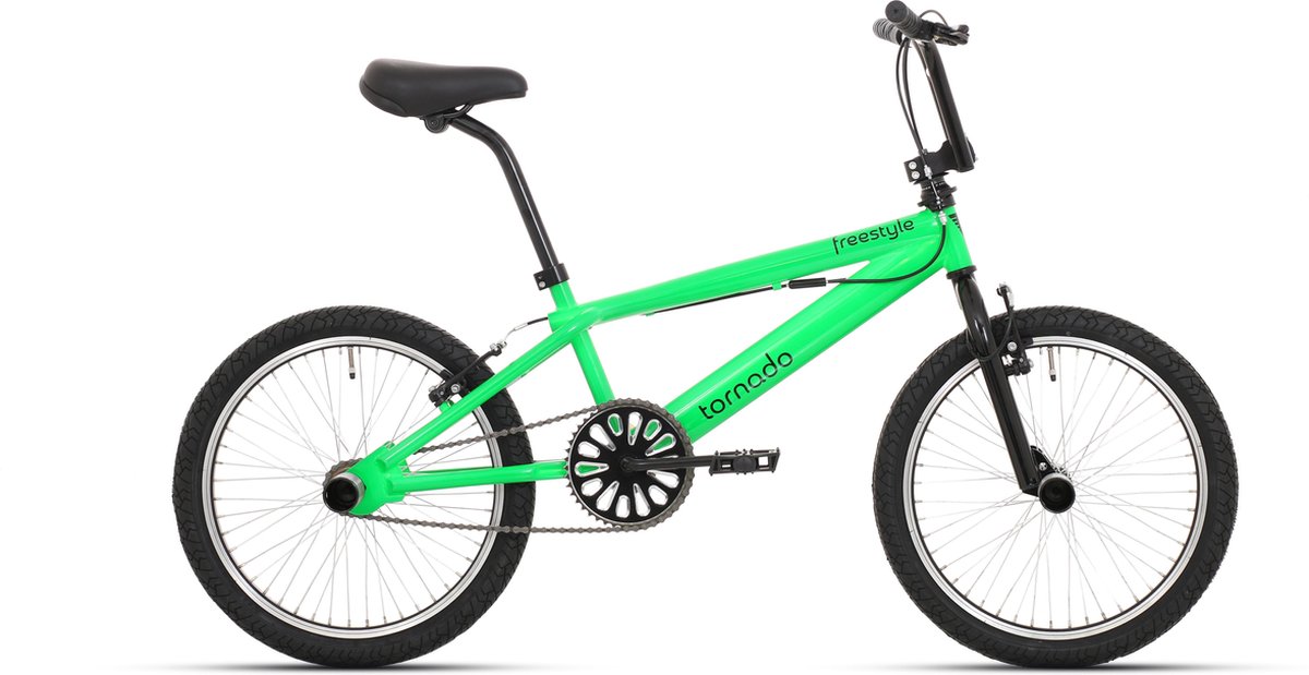 Royal Bugatti Freestyle BMX fiets - 20 inch -  neon Groen met zwarte banden Kinderfiets kopen online