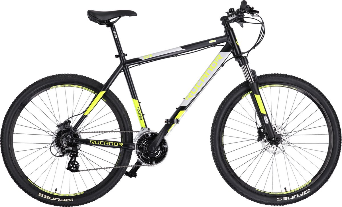 Rucanor Lux - Mountainbike - 27,5 Inch - Zwart/Geel - 24 Versnellingen - Hydraulische Schijfrem Fiets kopen online