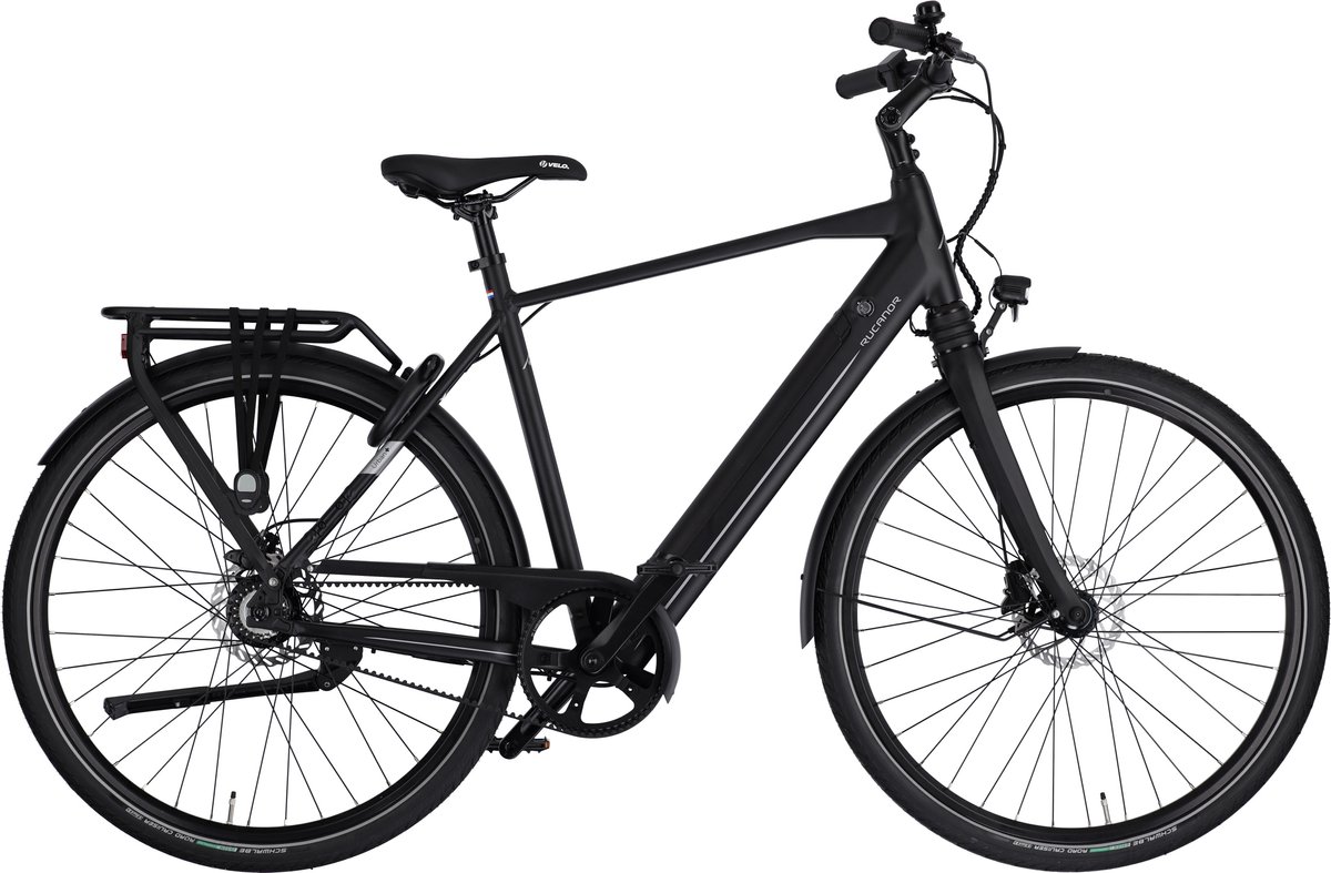 rucanor urban plus elektrische fiets heren e bike 28 inch 53 cm achterwielmotor trapkrachtsensor hydraulische schijfremmen matzwart