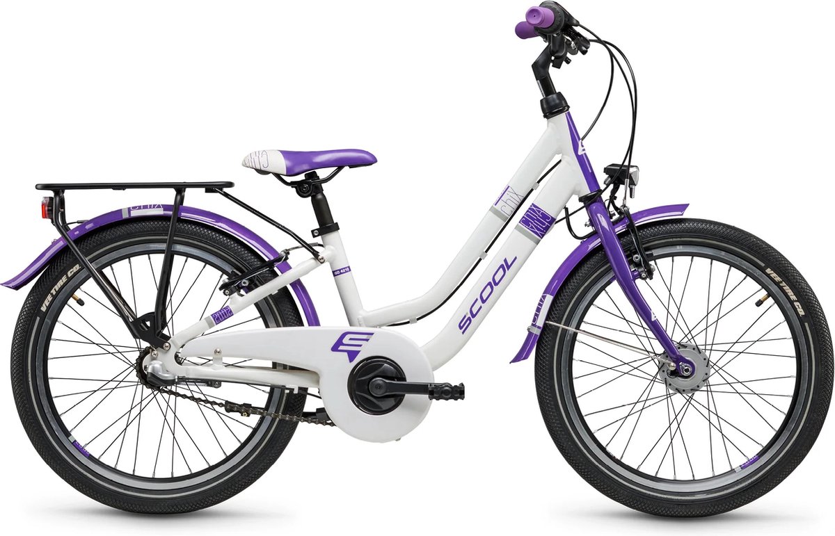 Scool chiX twin 20 inch 3 versnellingen wit paars Kinderfiets kopen online