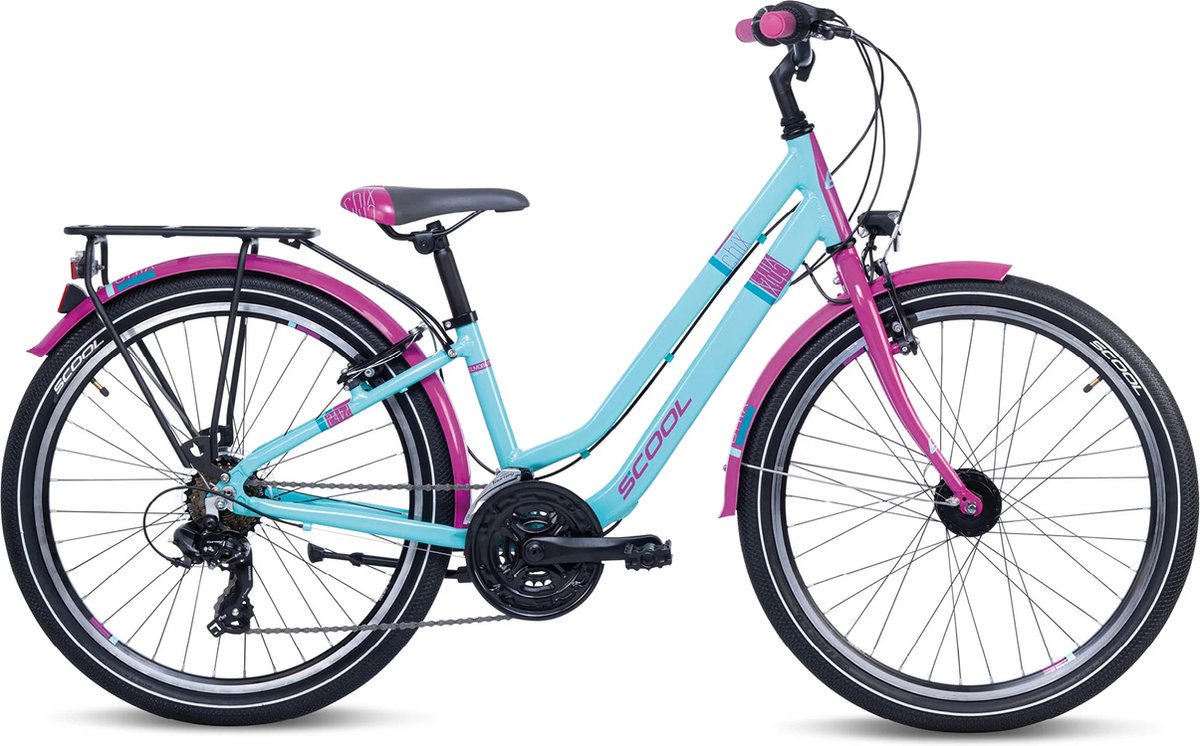 scool chix twin 24 inch 21 versnellingen blauw roze