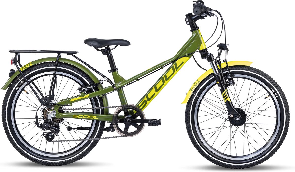 scool trox evo 20 inch 7 versnellingen groen geel