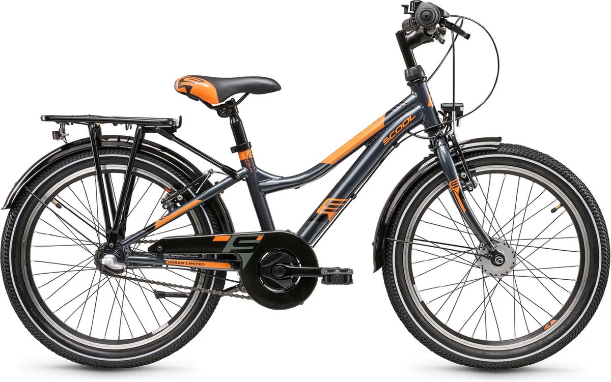 Scool Urban steel ltd 20 inch 3 versnellingen, zwart/oranje Kinderfiets kopen online
