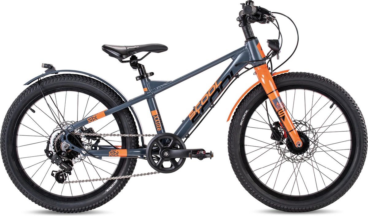scool xxlite evo disc 20 inch 7 versnellingen donkergrijs oranje