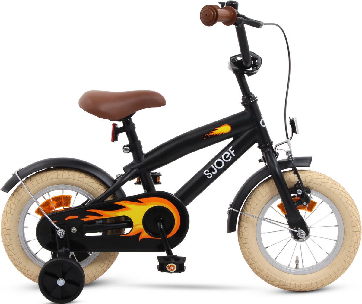 SJOEF Cruise Jongensfiets 12 inch - Mat Zwart Kinderfiets kopen online