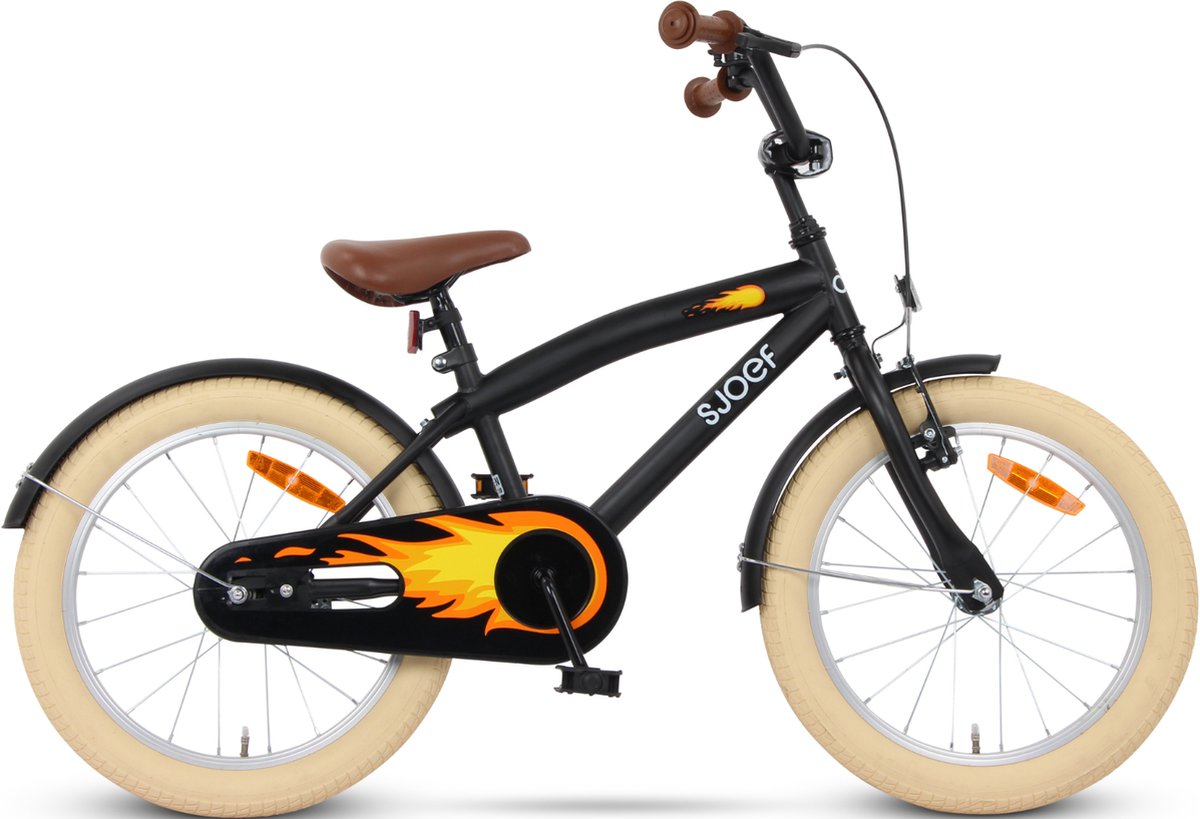SJOEF Cruise Jongensfiets 18 inch - Mat Zwart Kinderfiets kopen online