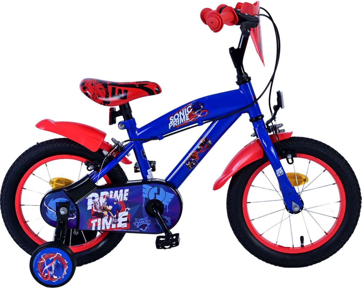 Sonic Prime Kinderfiets - Jongens - 14 inch - Blauw Rood - Twee handremmen Kinderfiets kopen online