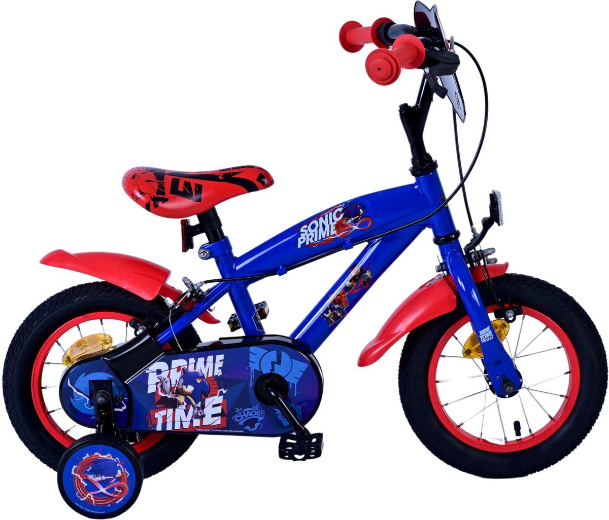 Sonic Prime Prime Kinderfiets Jongens 12 inch Blauw Rood Twee handremmen Kinderfiets kopen online