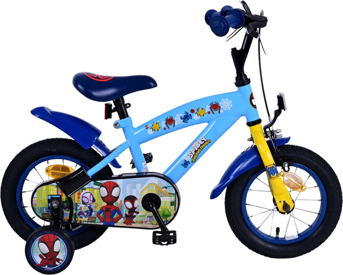 spidey kinderfiets jongens 12 inch blauw