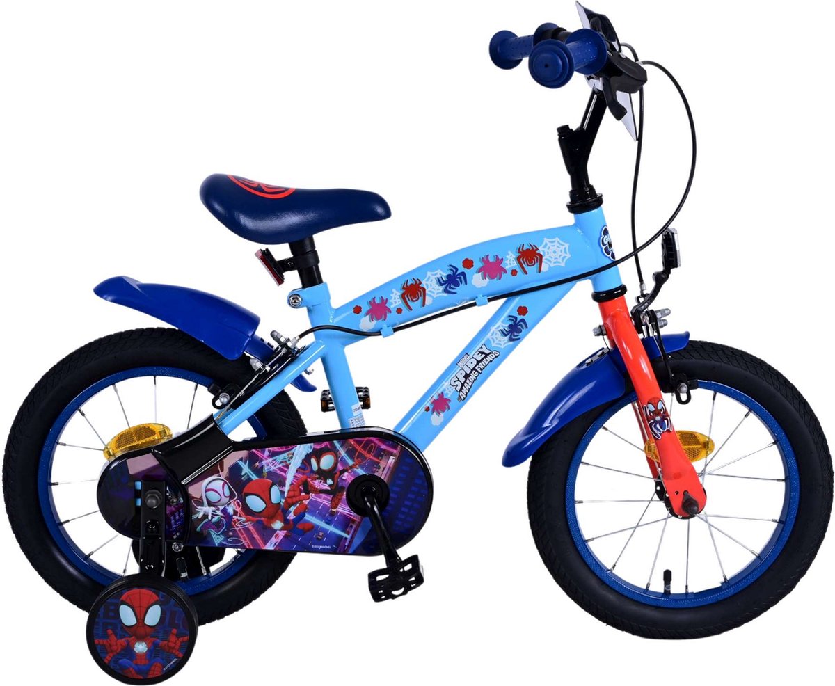 Spidey Kinderfiets - Jongens - 14 inch - Blauw - Twee handremmen Kinderfiets kopen online