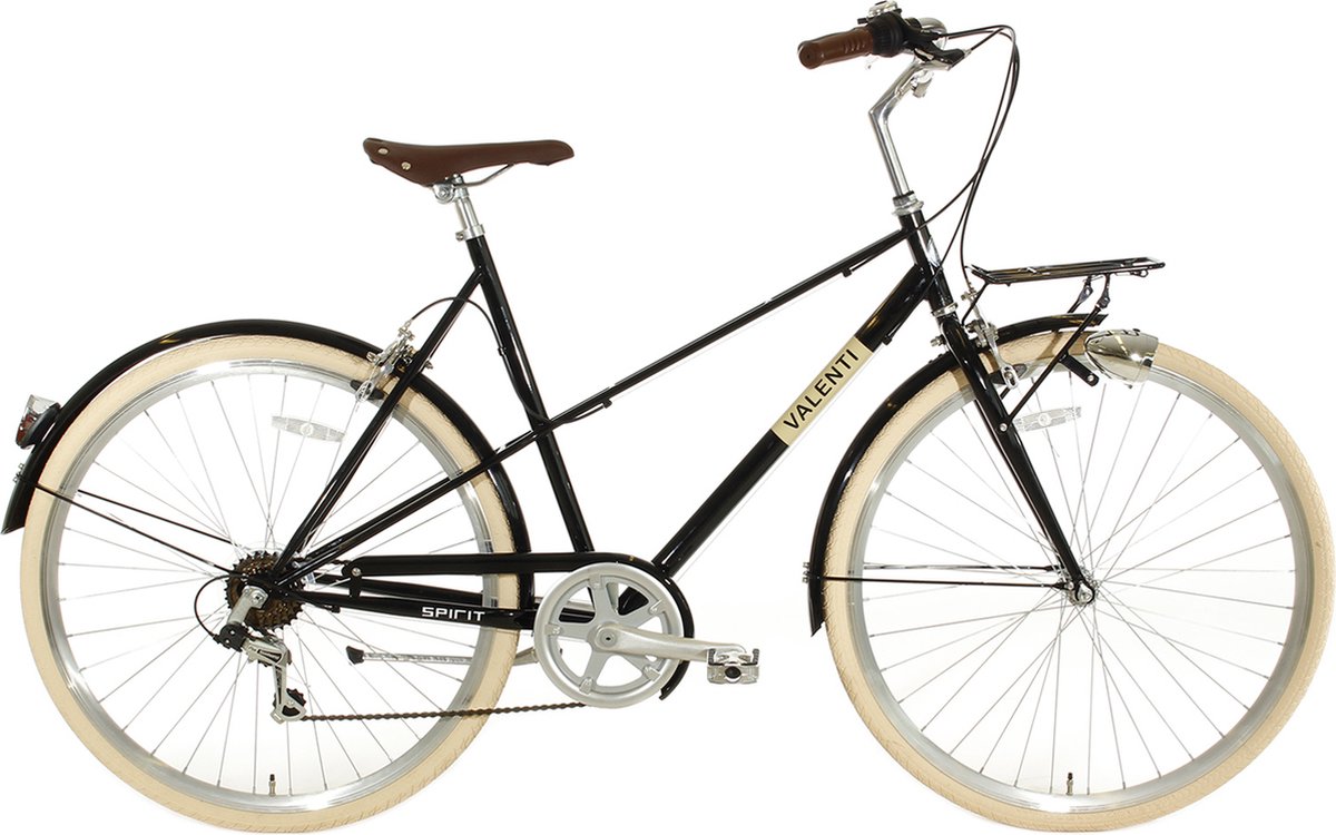 spirit valenti 6 versnellingen damesfiets zwart 57 cm