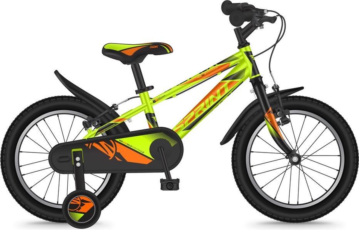 Sprint Casper - Mountainbike - Jongensfiets 16 inch - Neon Groen - Kinderfiets - Framemaat:24 cm - BK21SI0530_1 Rij2 Kinderfiets kopen online