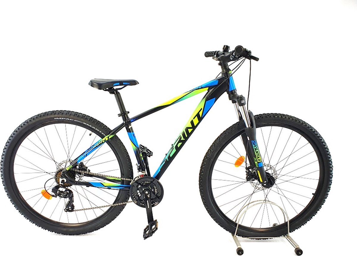 sprint maverick mountainbike 29 inch 21 versnellingen shimano hydraulisch remsysteem shimano blauw groen framemaat 52 cm bk22si0871 b