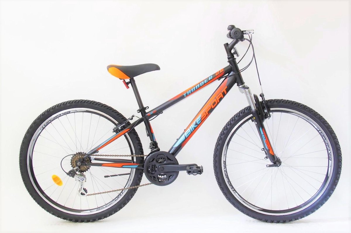 Sprint Thunder - Mountainbike 26 inch - 18 versnellingen Shimano - Framemaat: 33 cm - Zwart/Oranje - BK21BS0020 R5 Fiets kopen online