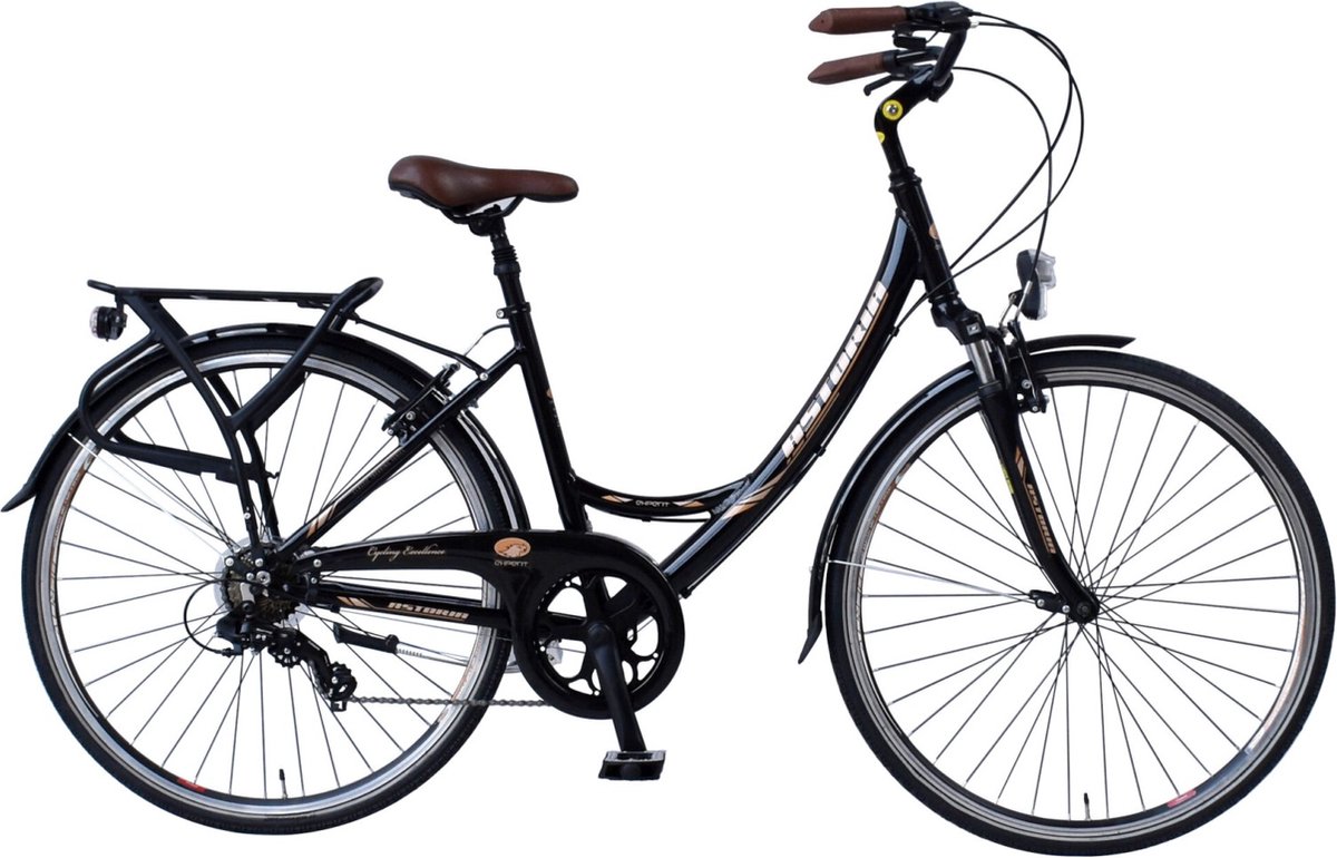 Stadsfiets hyped 28 inch - Met 7 versnellingen - Framemaat 46 cm - V-brakes - Dames & herenfiets - Zwart Fiets kopen online