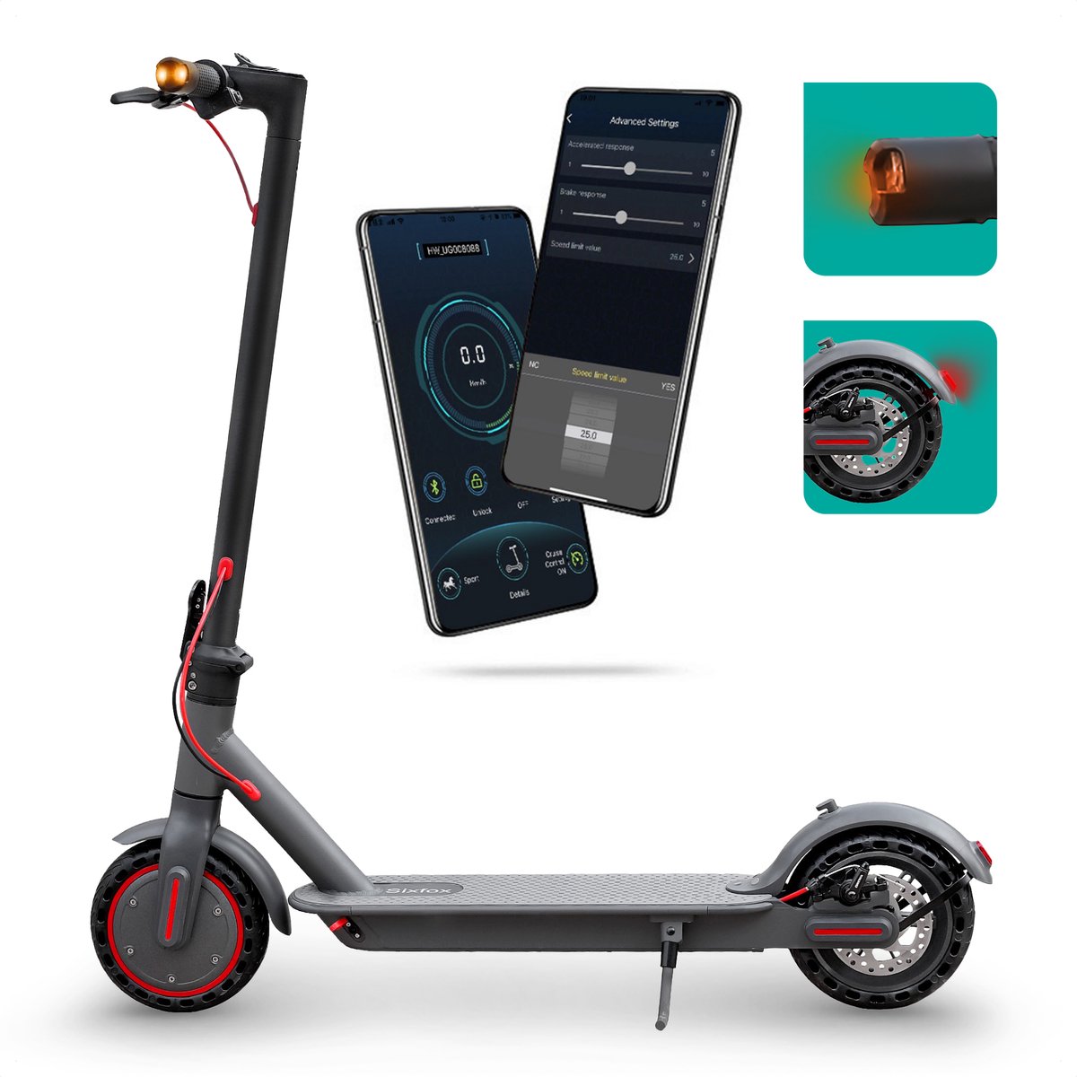 Stay-on Sixfox TX | Elektrische step met knipperlichten | Krachtige 350W motor | Max. 30km | Compact inklapbaar | Smart-App Elektrische Step kopen online