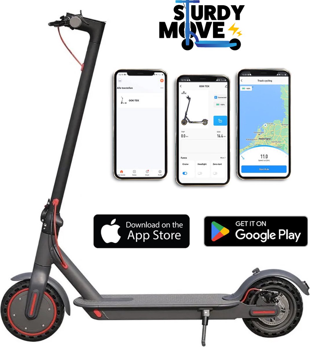 SturdyMove M365 - Elektrische step - 31 km/u - Bereik 35km - 350w - E-Step - Electric Scooter - Smartphone App - Cruise Control - Parkeerstand - Anti-Diefstal optie - Makkelijk opvouwbaar Elektrische Step kopen online