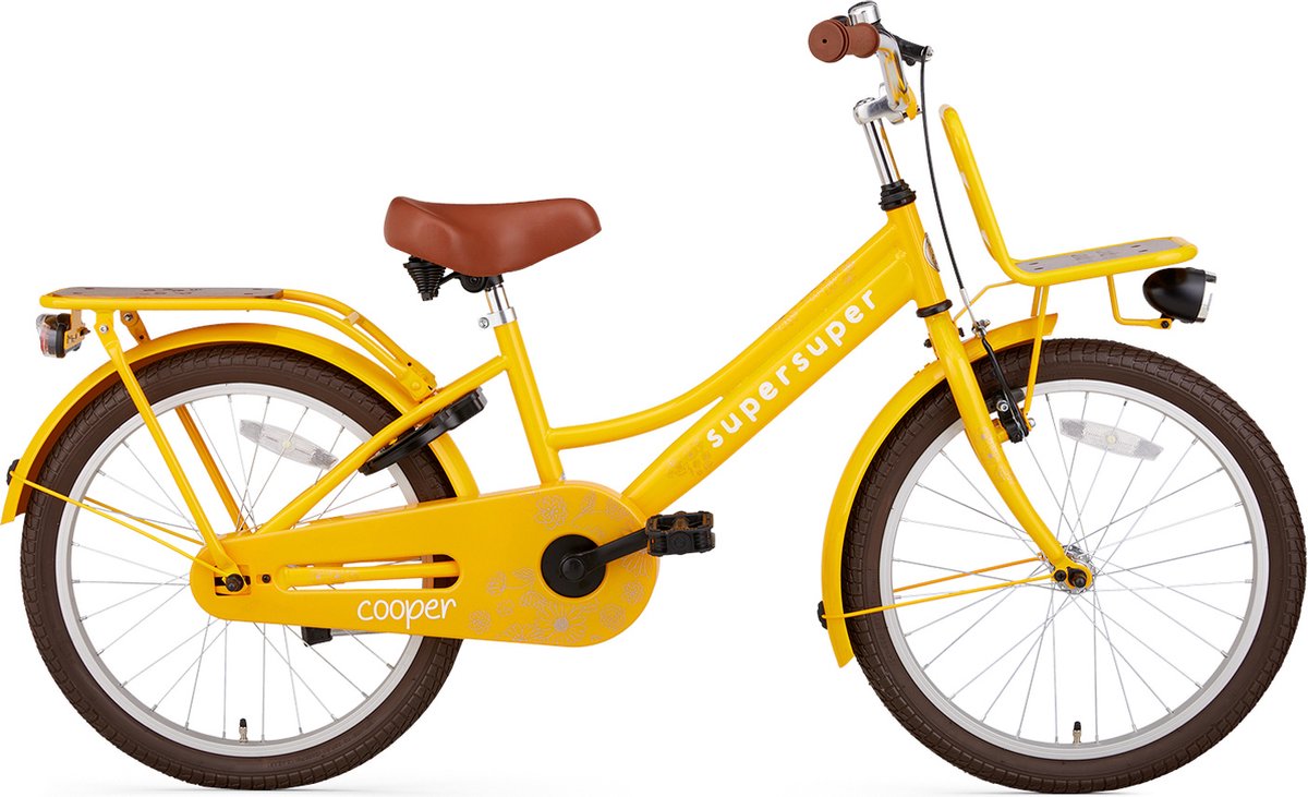 Supersuper Cooper Bamboo - Kinderfiets - Meisjesfiets - 20 inch - Geel Kinderfiets kopen online