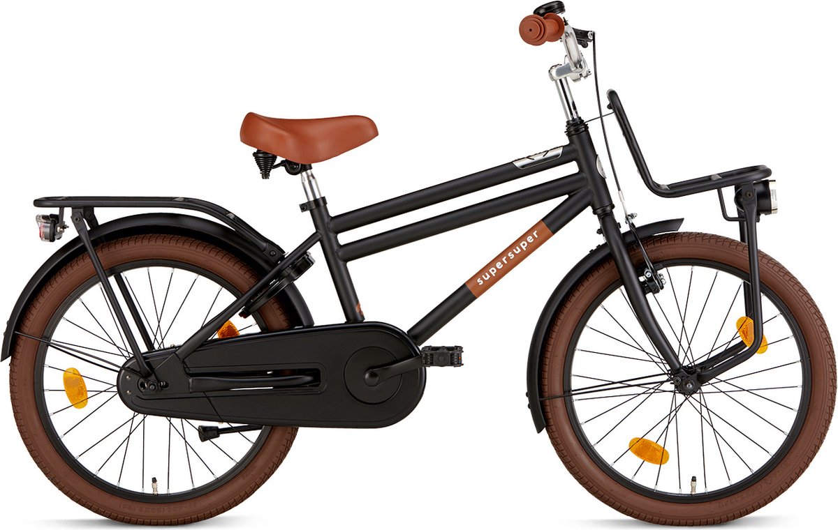 supersuper cooper kinderfiets jongensfiets 20 inch mat zwart