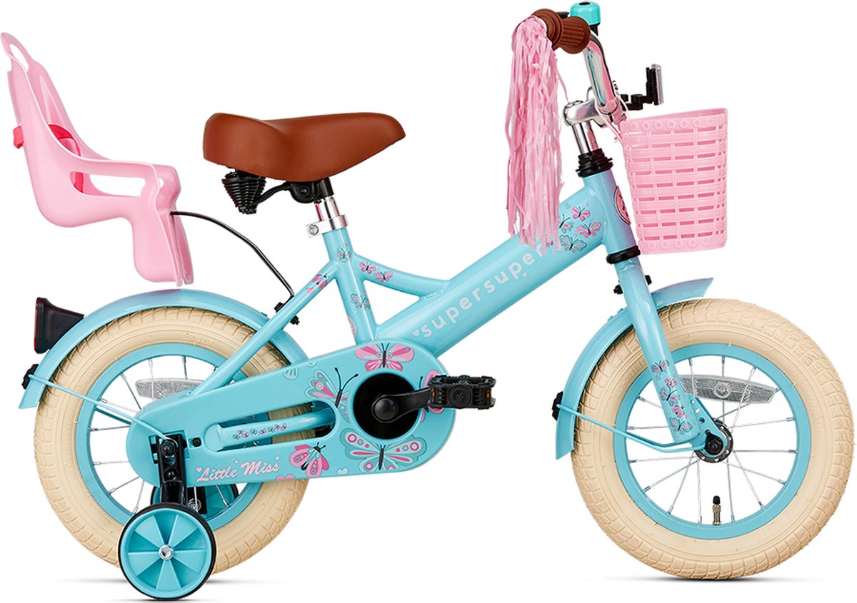 supersuper little miss kinderfiets meisjesfiets 12 inch turquoise