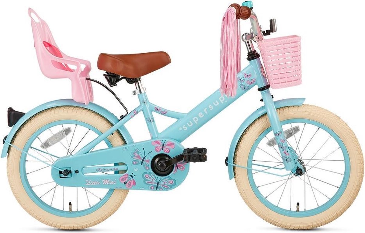 Supersuper Little Miss - Kinderfiets - Meisjesfiets - 16 inch - Turquoise Kinderfiets kopen online