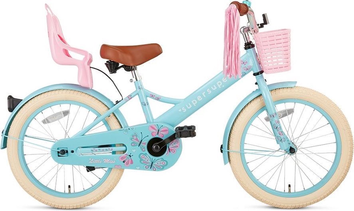 Supersuper Little Miss - Kinderfiets - Meisjesfiets - 18 inch - Turquoise Kinderfiets kopen online