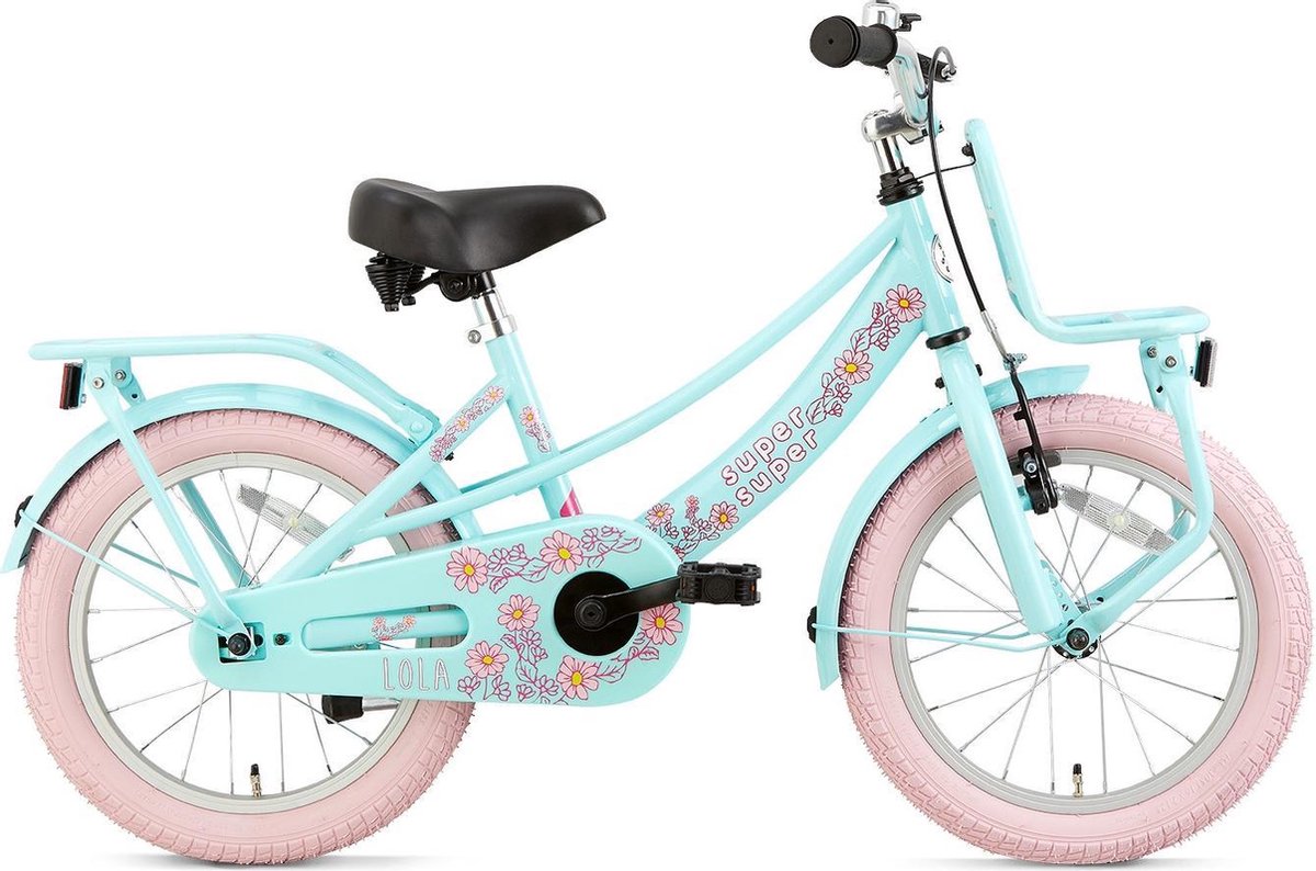 supersuper lola kinderfiets meisjesfiets 16 inch mint roze