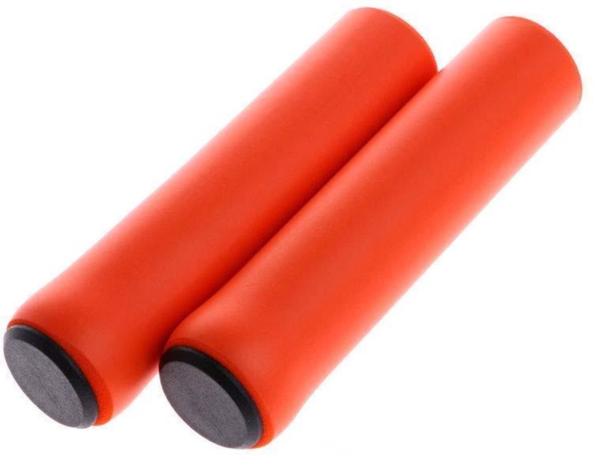 superzachte fietsstuur fiets siliconen antislip stuur antislip schokabsorberende handvatten oranje