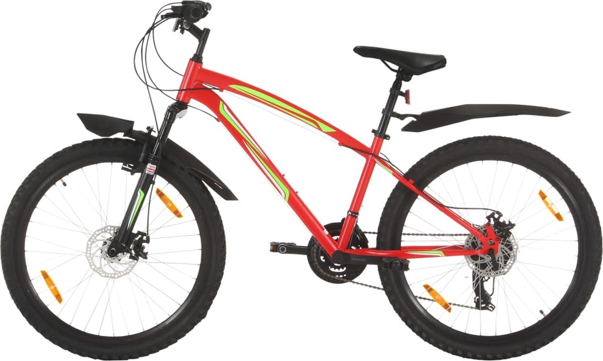 the living store mountainbike 26 inch rood stalen frame verende voorvork aluminium velgen 21 versnellingen