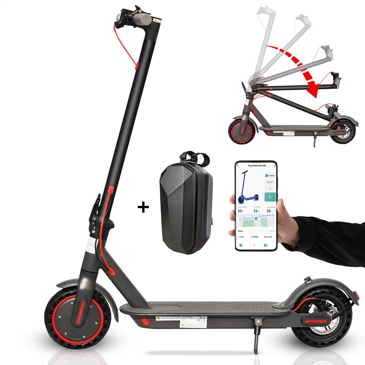 tuya stay on elektrische step krachtige 350w motor stuur tas snelheid tot 25km h bereik tot 30km compact inklapbaar inclusief smart app