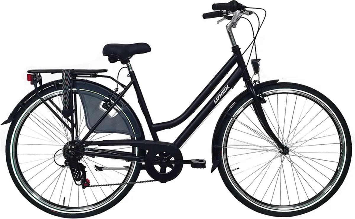 uniek dames stadsfiets 6v 28 mat zwart