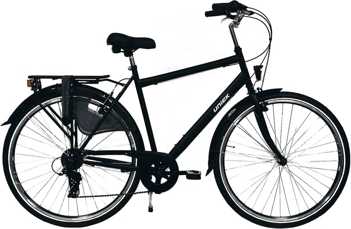 uniek heren stadsfiets 6v 28 mat zwart