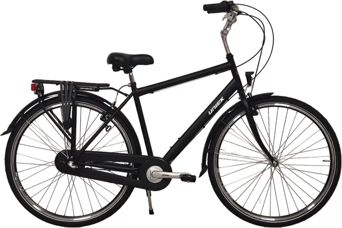 uniek heren stadsfiets n3 50cm 28 mat zwart