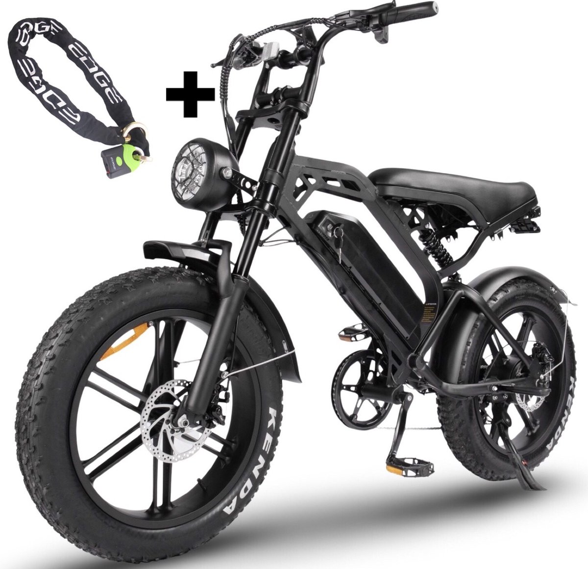 v20 pro fatbike 250w 15ah hydraulische remmen incl edge kettingslot voetsteuntjes zwart