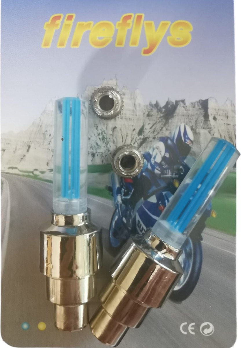 verlichte ventielen fietsventiel blauw
