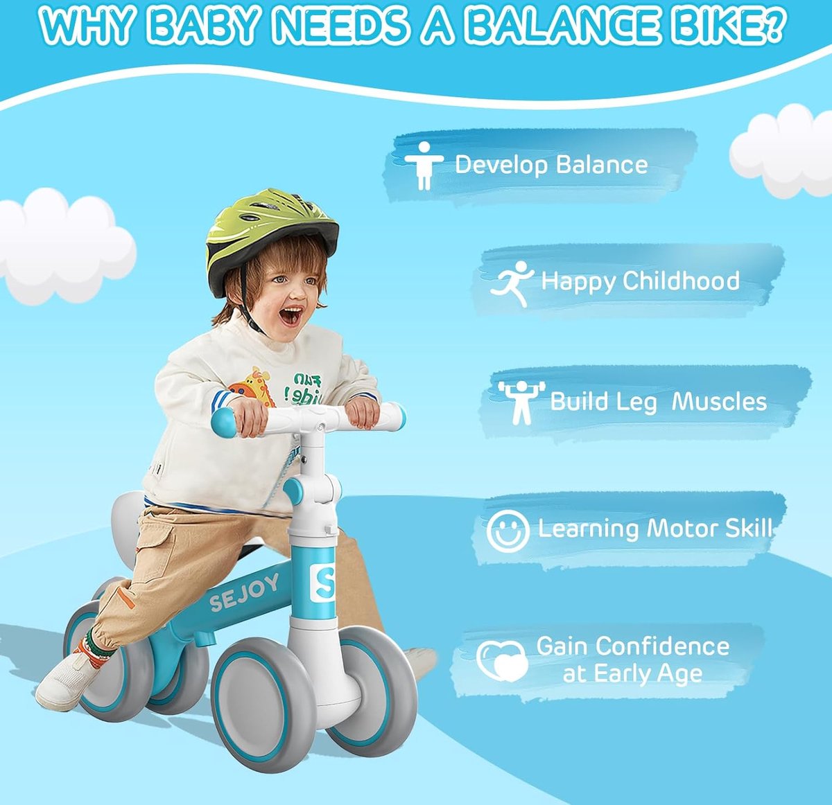 verstelbare babybalansfiets voor jongens en meisjes 10 36 maanden balansfiets kleine kinderen eerste wandelfiets verstelbare zitting trainingsfiets 4 stille wielen geen pedaal